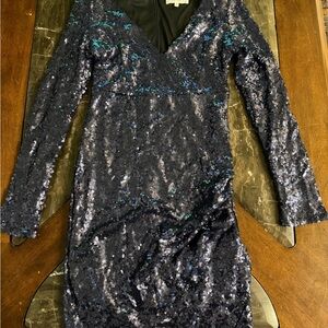 WYLDR Black and Blue Sequin Long Sleeve Dress